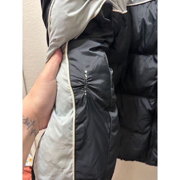 Raiders VTG NFL Team Apparel Puffer Coat 90s Black Gray Sports Football Jacket L - Picture 6 of 6